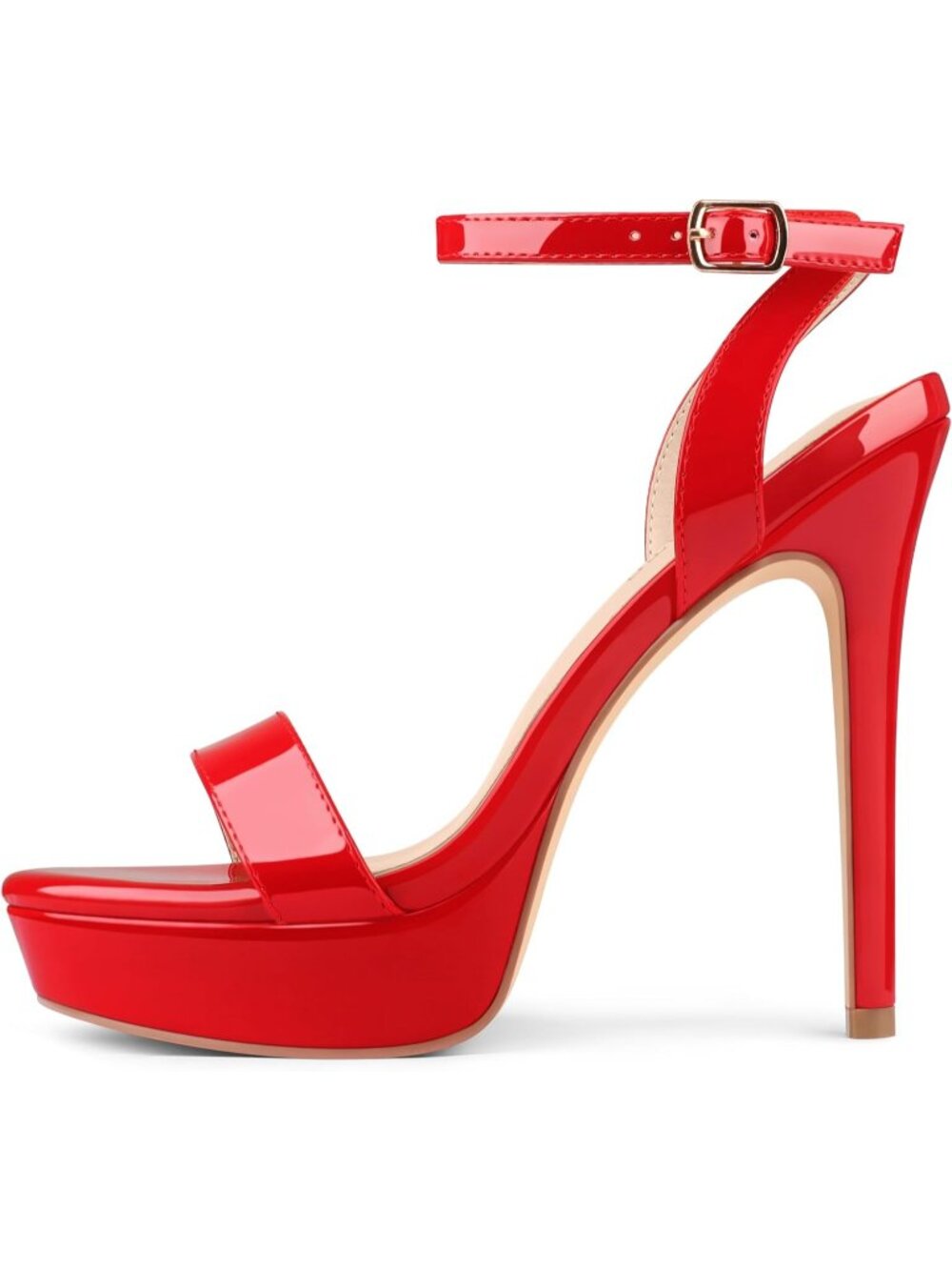 Women's Red Open Toe Platform Stiletto Sexy Ankle Buckle Strap Heels Sandals
